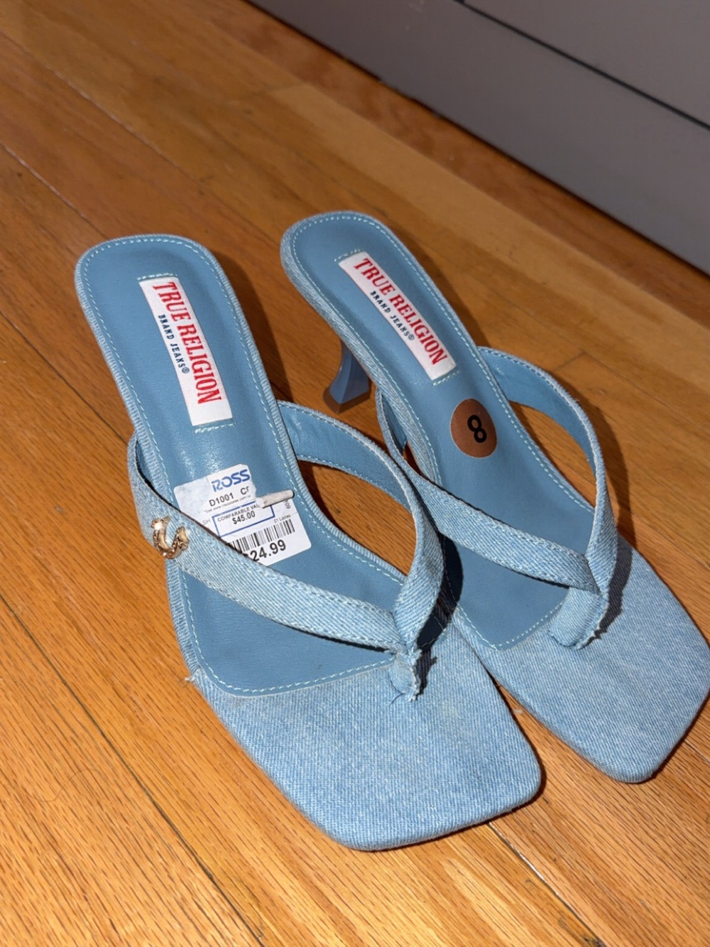 True Religion Light Blue Denim Thong Mules - Picture 4 of 6